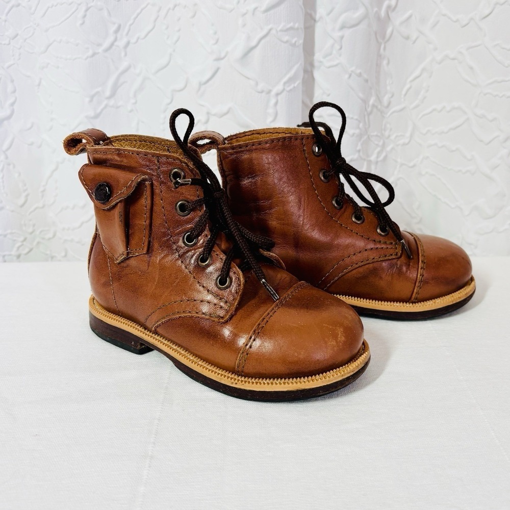 Mikoleon Brown Leather Heirloom Classic Lace Up Boots Shoes Kid's Size 23 US 7 - Picture 2 of 9